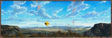 a panoramic realist painting of a Lookout in the Blue Mountains, realist in style