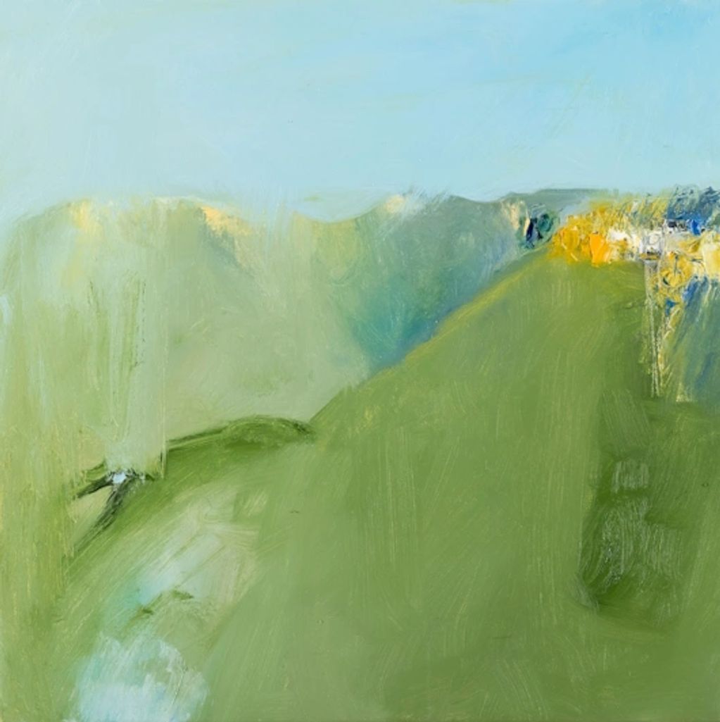 a semi abstract oil on canvas painting based on the water catchments of the lower blue mountains