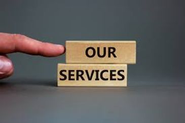 Wooden blocks with words 'OUR SERVICES'.