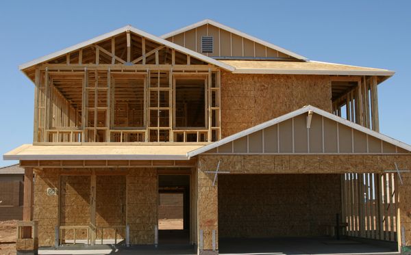 Newly framed home on construction