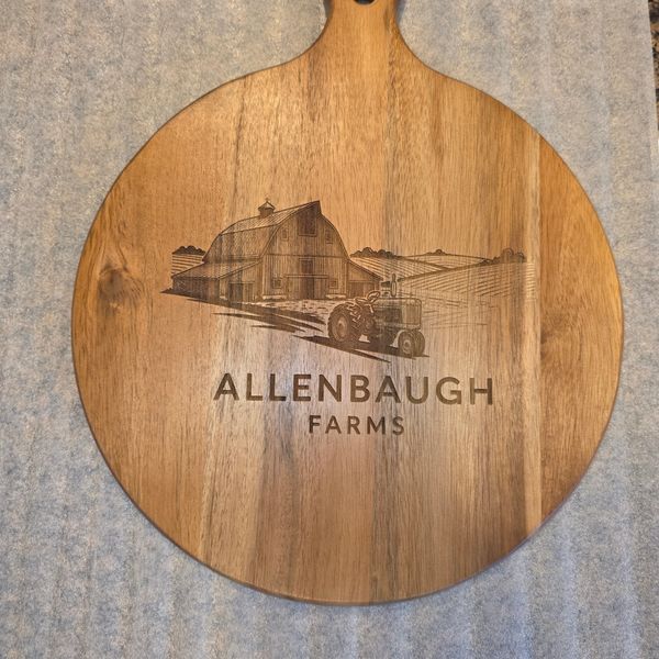 Allenbaugh Farms Logo on Cutting Board