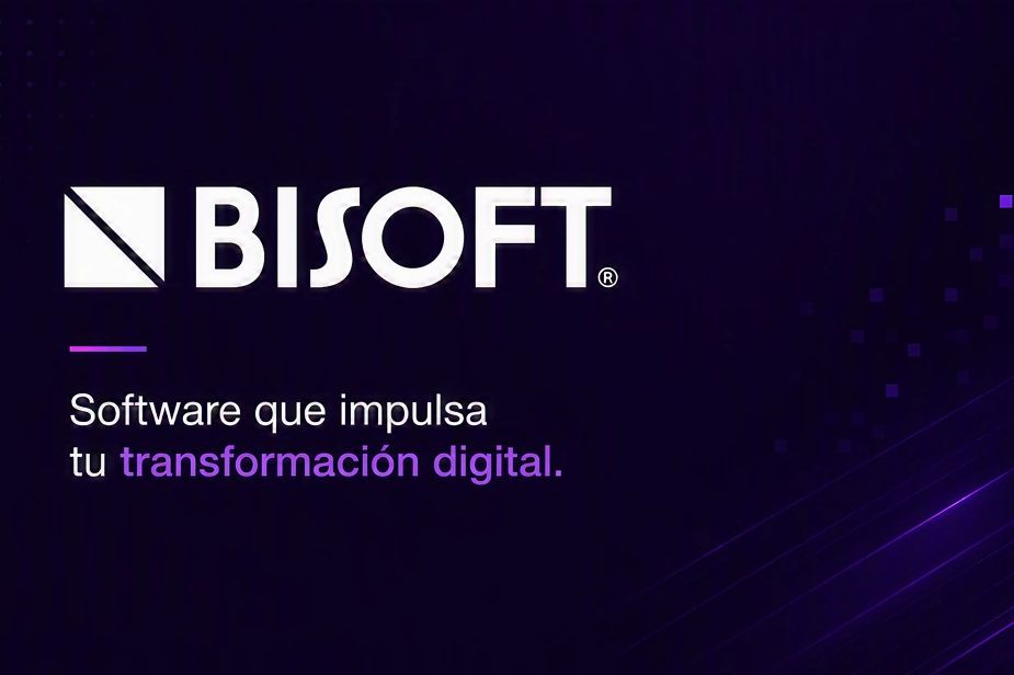 Logo de BISOFT con lema sobre transformación digital.