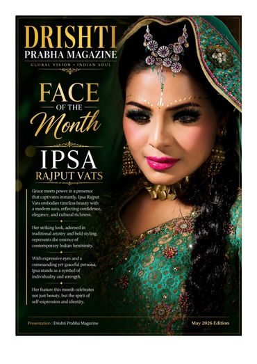 Ipsa Rajput Vats featured as Face of the Month on Drishti Prabha Magazine cover.