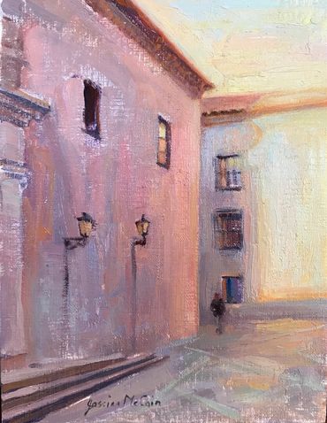 These small sketches are done in oil location out doors. Generally considered a color study or sket