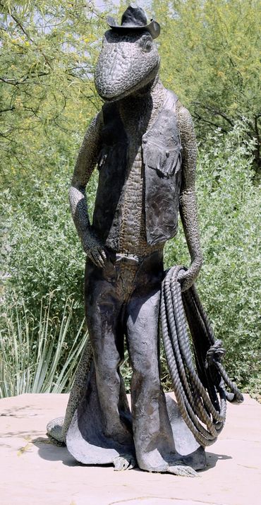 36 inch high
Bronze Lizard Cowboy,
Edition sod out