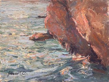 These small sketches are done in oil location out doors. Generally considered a color study or sketc