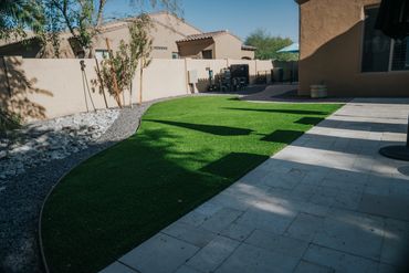 Backyard patio design with desert landscaping in Arizona
