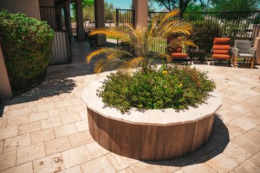 Custom stone BBQ island in Queen Creek backyard renovation