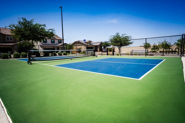 Gilbert pickleball court with pro surfacing and desert plants