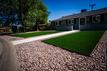 Scottsdale front yard with desert plants and gravel paths
