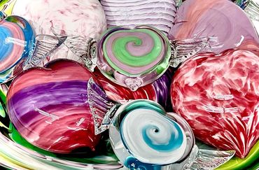 hand blown glass hearts for valentines day