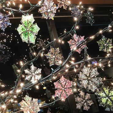 blown glass snowflakes