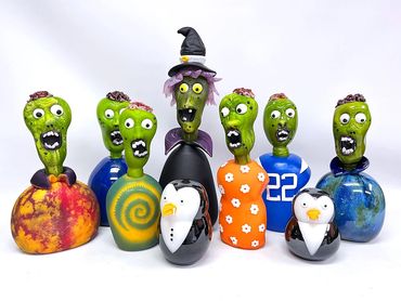 blown glass zombies and vampire penguins