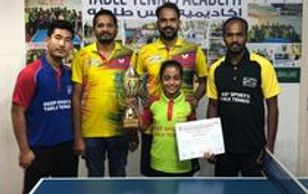 Spriha Winner in Abu Dhabi Table Tennis Tourni 2019 with coaches Ganesh,Ravi,Pradeep & Navaneeth
