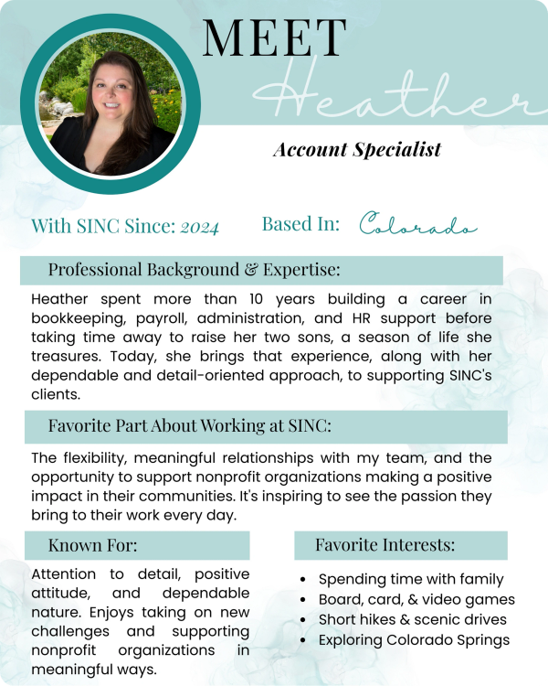 Bio page for one of the Account Specialist working on the nonprofit team of Strength In Numbers Co.