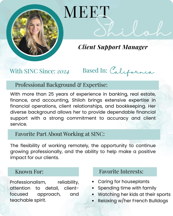 Bio page for one of the Client Support Managers at SINC.