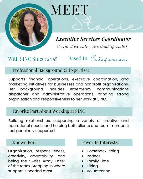 Bio for the Executive Services Coordinator at Strength In Numbers. She provides Executive, Administ