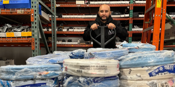 Castillo Electic Distribution team member with electrical supplies we offer