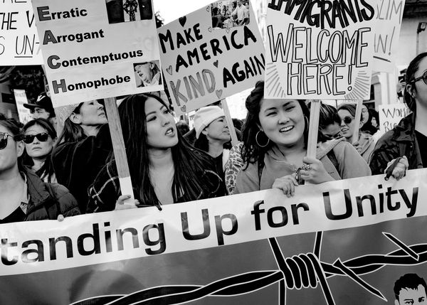 The varie woman's messages of the Woman's March 2021, Los Angeles