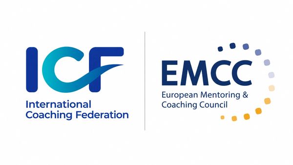 Logos of International Coaching Federation and European Mentoring & Coaching Council.