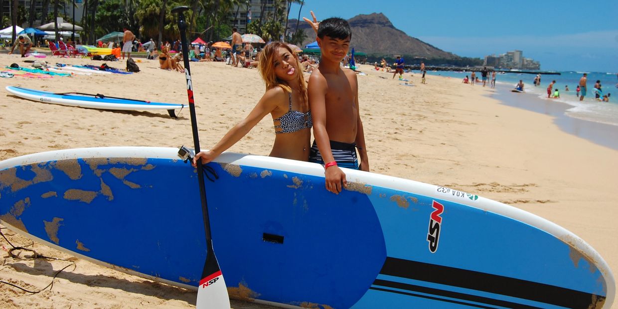 Kayaks Waikiki beach Standup paddleboards surfboards surf lessons snorkeling things to do in hawaii