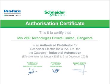 Authorisation certificate for M/s VBR Technologies Private Limited by Schneider Electric.