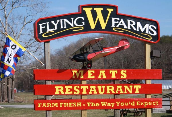 Flying W Farm sign along US Rt 50