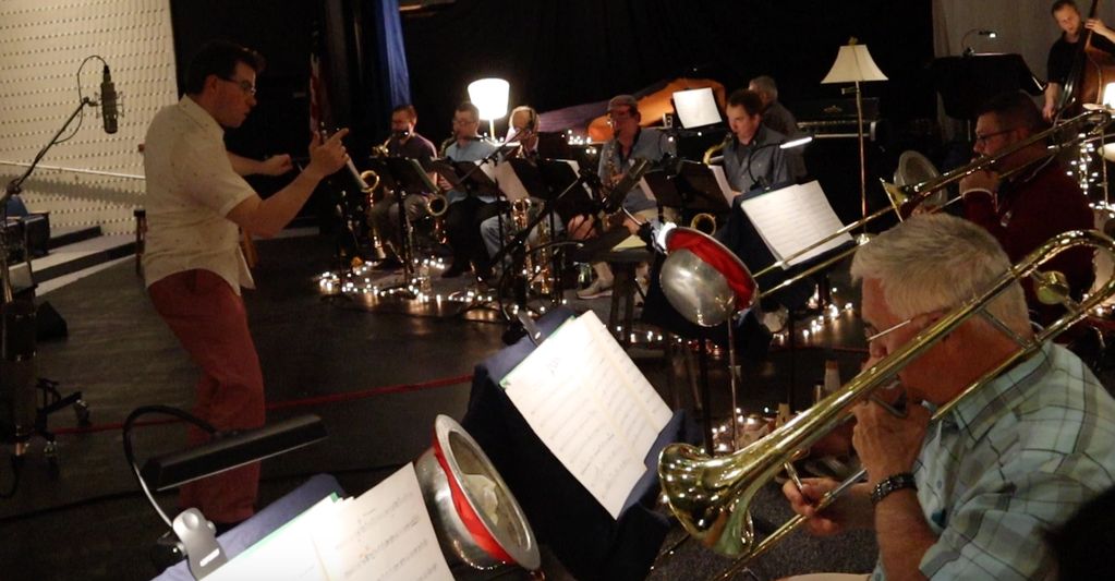 Dan Gabel and The Abletones recording live on stage