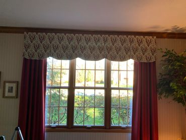 Stationary panels with decorative valance