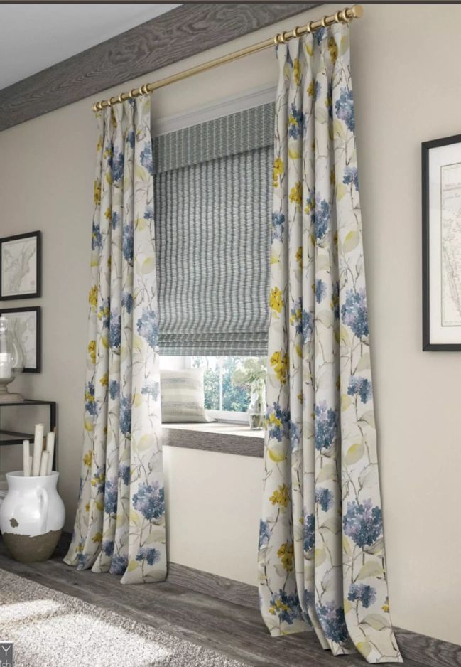 Woven woods with drapery panels