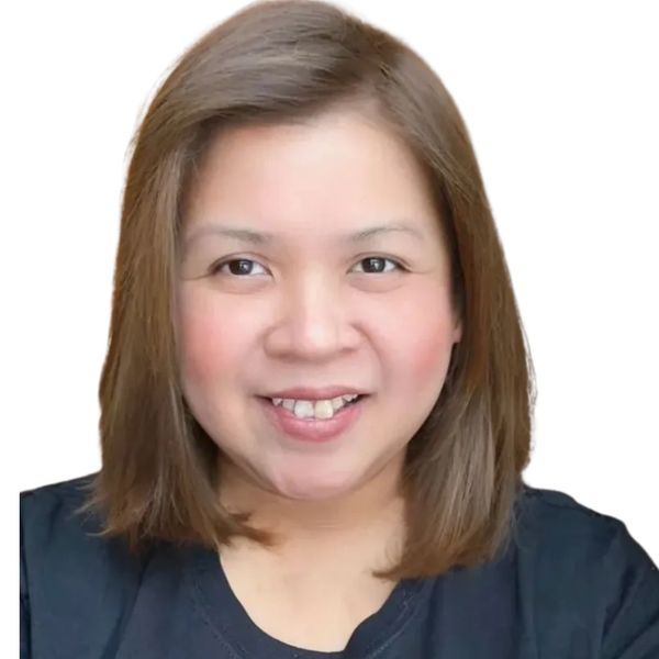Smiling woman with shoulder-length hair wearing a black shirt.