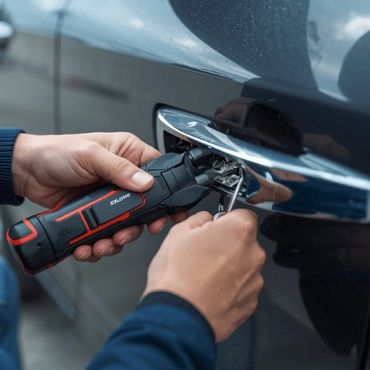 Car door lockout service close up