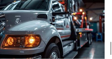 Front view of professional tow truck