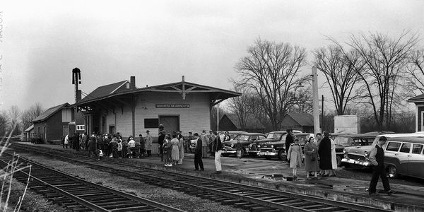 Mid-century photo of Newcastle Train Station, Newcastle, Maine