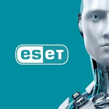 ESET cybersecurity logo with a humanoid robot.