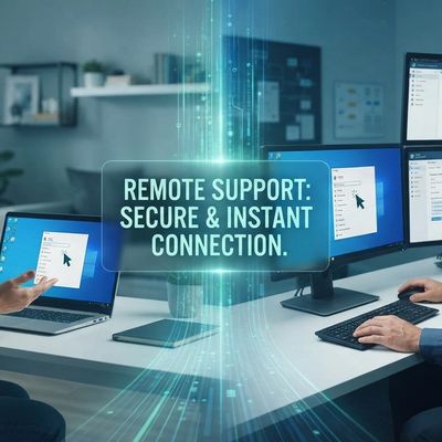 Remote support ensuring a secure and instant connection.