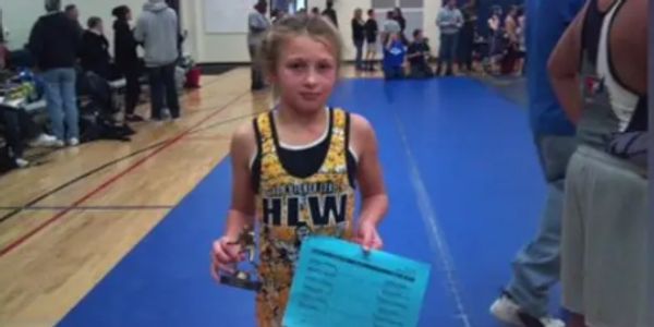 Kylie Welker youth wrestling.  After dominating a tournament!  Burlington youth Wrestling.