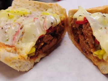 A sandwich cut in two