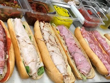 A row of open sandwiches