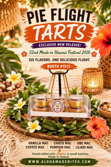 AlohaMade Bites Hawaiian Macadamia Nut Pie Flight Tarts - Flavors of Hawaii Collection - 6 Flavors O
