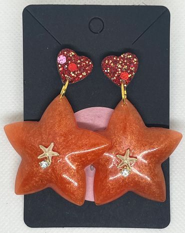 Large Star with Heart stud