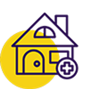 A Clipart image of a house with a yellow circle at Liberty Licensing & Consulting, LLC