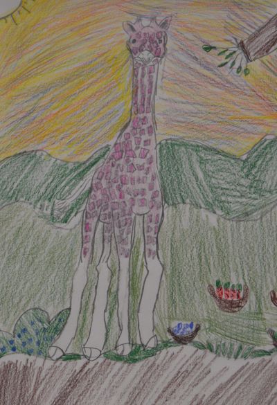 Giraffe drawing by a second grade student.