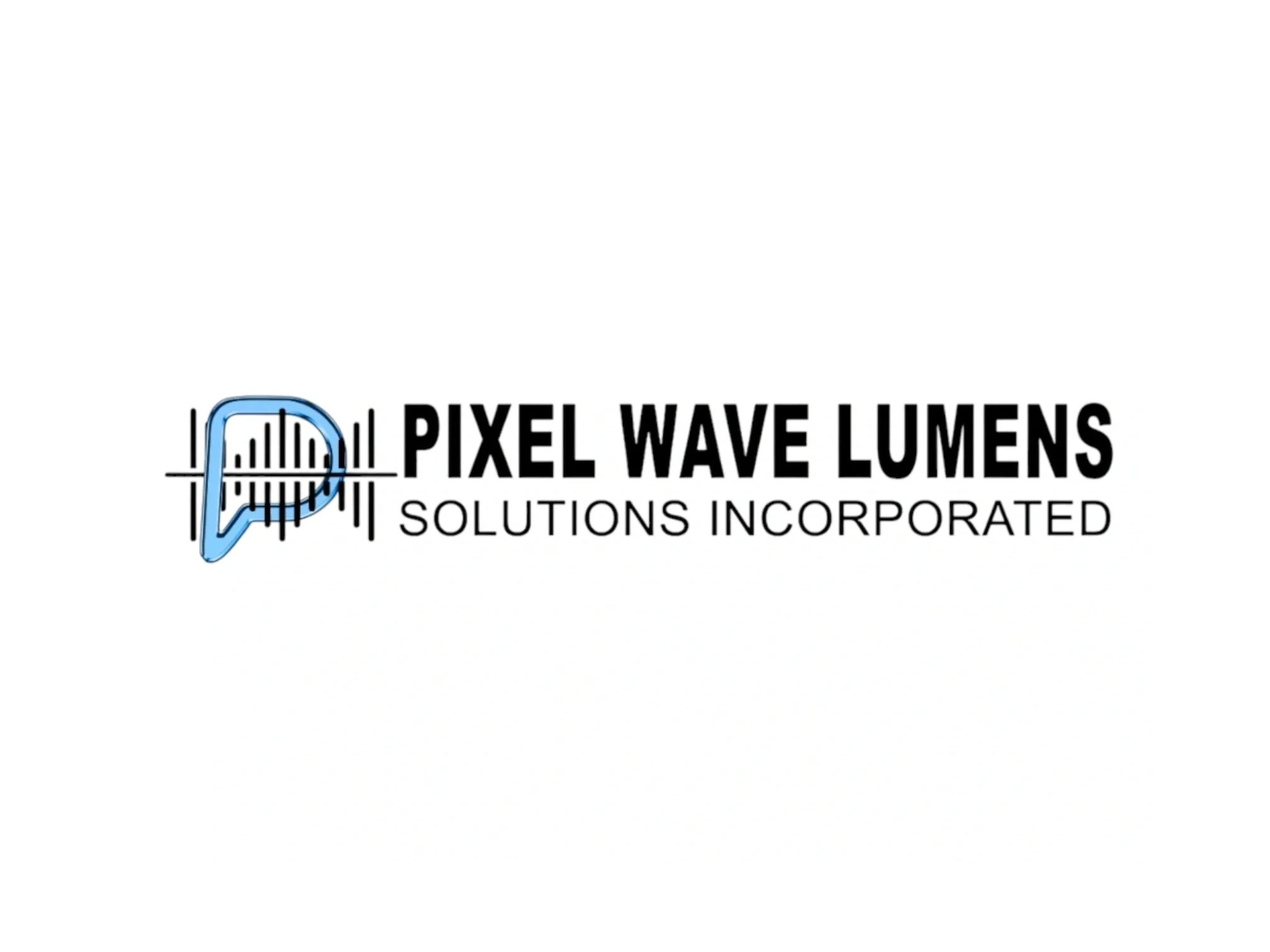 Logo for Pixel Wave Lumens Solutions Incorporated with a tech-inspired design.
