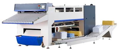 folding crossfolding and stacking machine for towels of hotels, hospitals, etc.