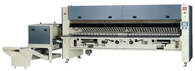 folding crossfolding stacking machine for hotel linens like bed sheets and table cloths