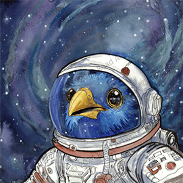 Indigo Bunting Astronaut in Space