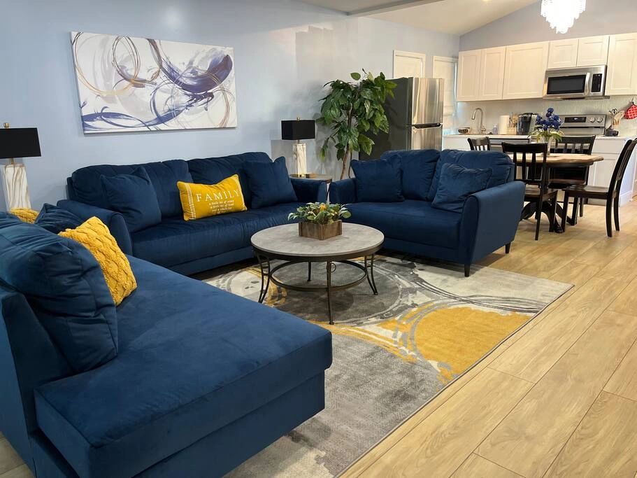 Belle Blu open concept living room kitchen combo