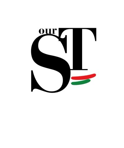 Logo with the text 'our ST' and red and green brush strokes.
