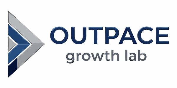 Logo for Outpace Growth Lab featuring a stylized arrow and bold text.